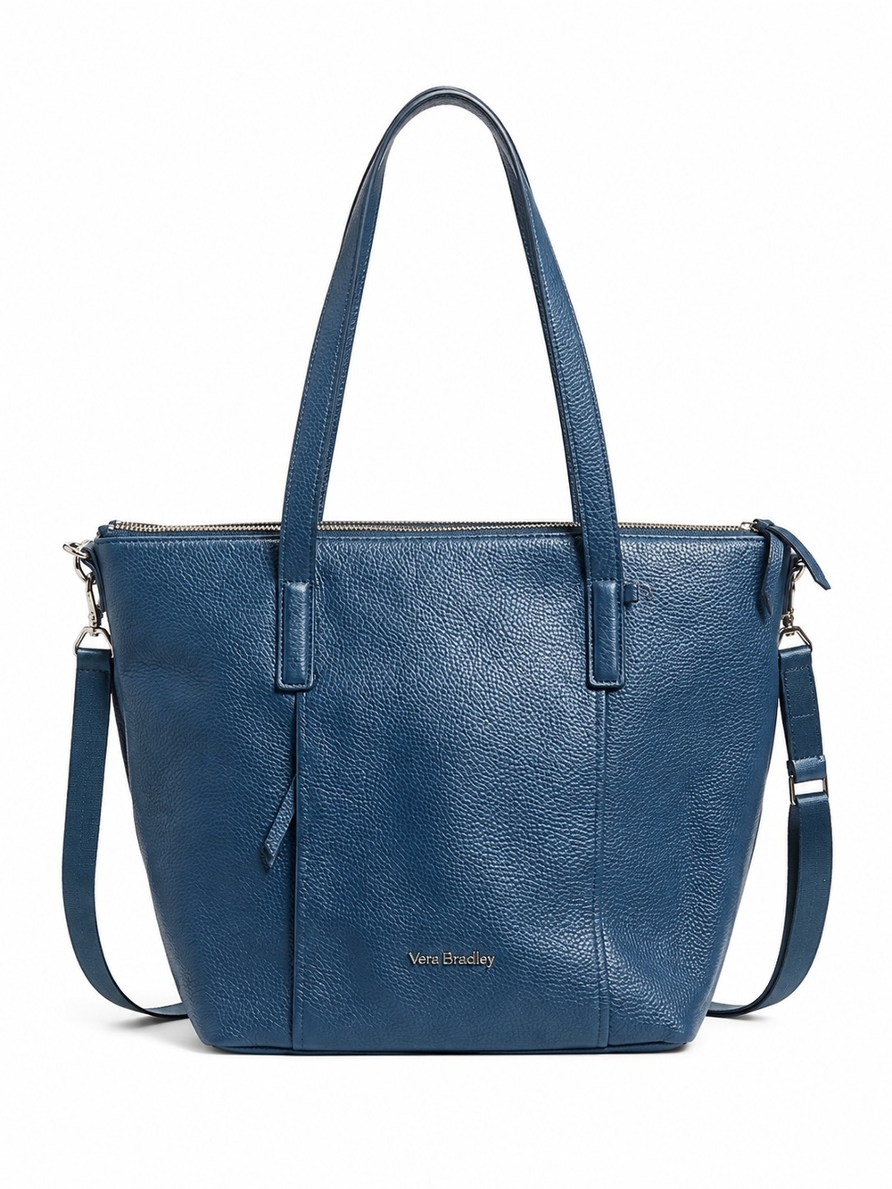 Vera Bradley Navy Blue Pebbled Leather Tote with Shoulder Strap